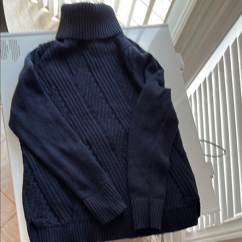 Banana Republic Petite Black Turtleneck Sweater Classic Knit